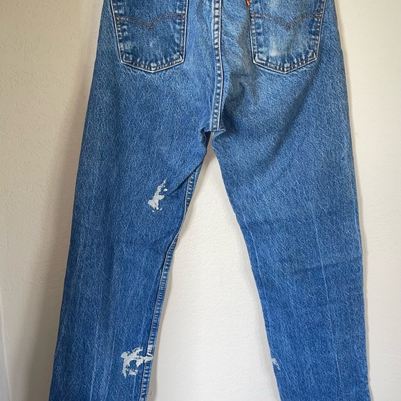 Levis 505 Orange Tab Vintage 90s Regular Fit Straight Leg Medium Wash Mens 29X34 - Picture 3 of 7